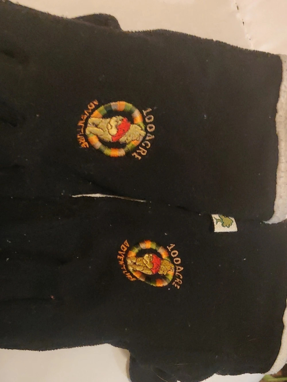 Disney Black Embroidered Gloves